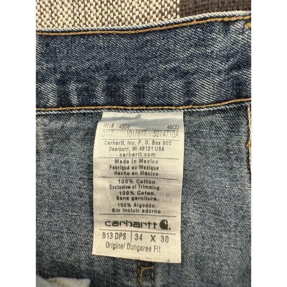 MEN'S CARHARTT B13 DPS DENIM CARPENTER JEANS 34 X 30 Cotton Streetwear Workwear - Picture 12 of 15